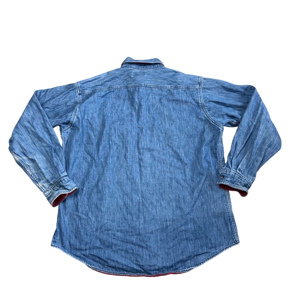 LL Bean Flannel Lined Denim Shirt Mens Large Blue Vintage Made in USA Workwear - Picture 5 of 7